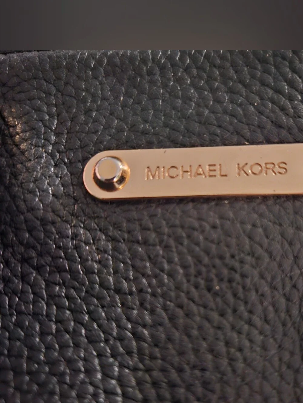 Michael Kors Black Leather Satchel with Gold Hardware